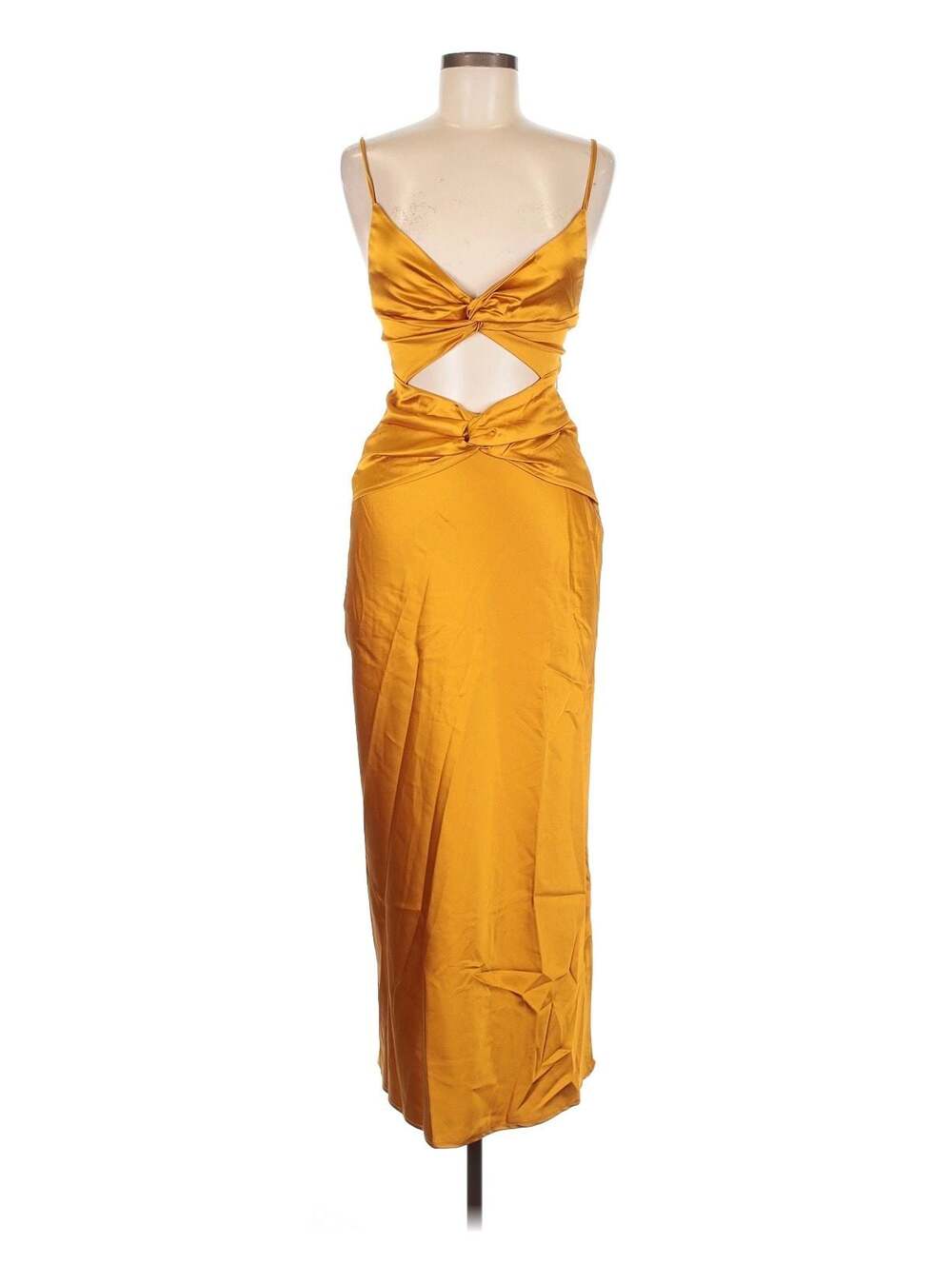 WHOIAM Satin Cut-Out Midi Dress with Twisted Detail